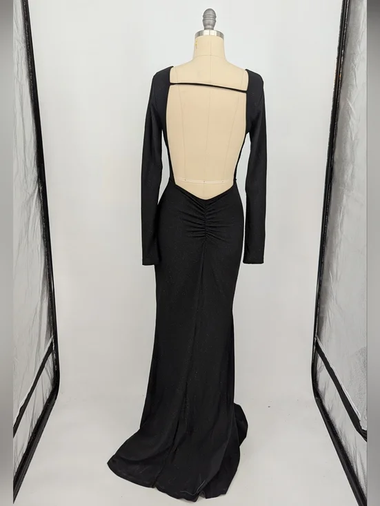 01349 Lulus Sparkle Mermaid Maxi Dress Black size Small evening formal wedding - Picture 2 of 8